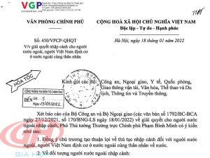 công văn số 450/vpcp-qhqt
