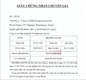 giấy chứng nhận chuyên gia