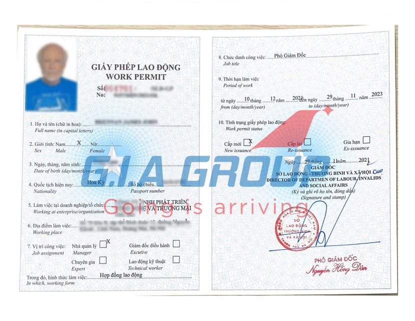 giấy phép lao động chuyên gia nước ngoài
