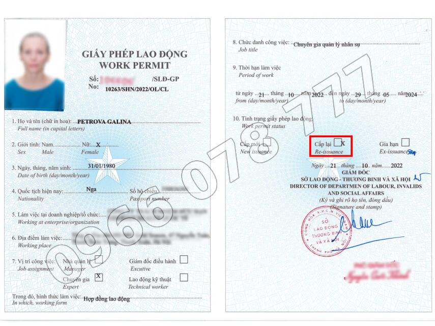 petrova galina cấp lại giấy phép lao động